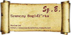 Szenczy Boglárka névjegykártya